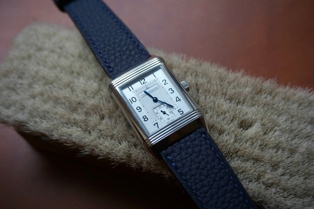 Navy Blue French Alpine calf leather watch strap. 12mm-24mm