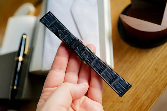 Deep slate blue crocodile strap