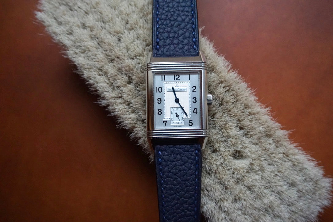 Navy Blue French Alpine calf leather watch strap. 12mm-24mm