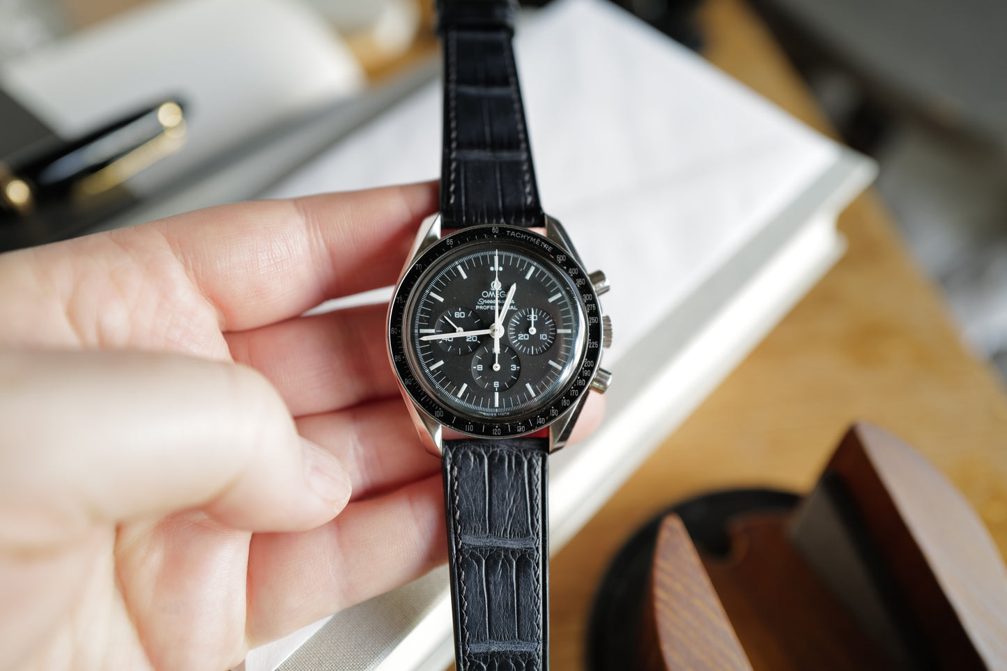 Deep slate blue crocodile strap