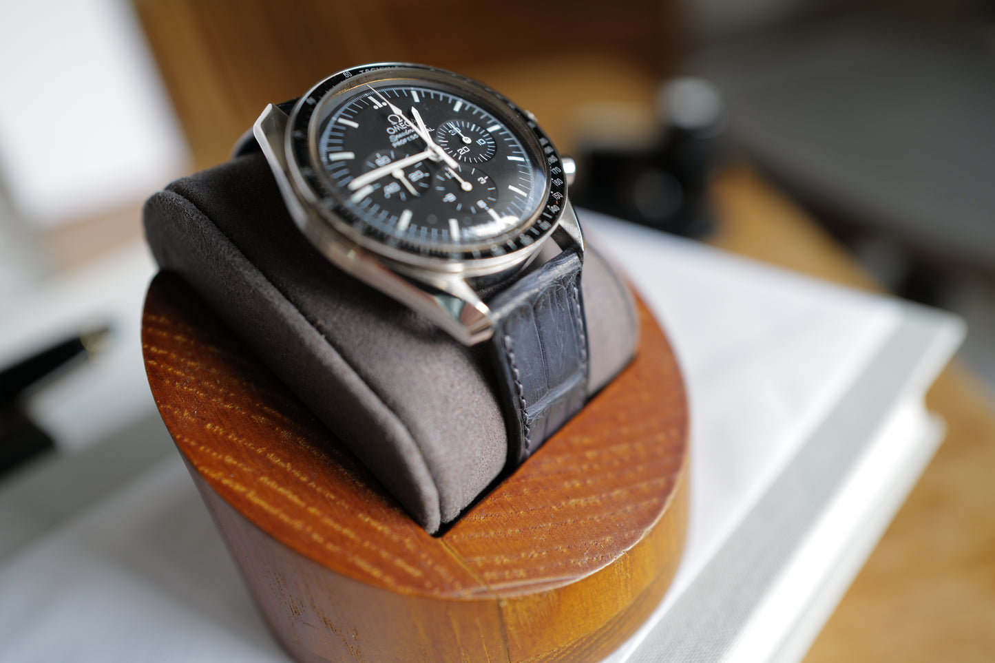 Deep slate blue crocodile strap