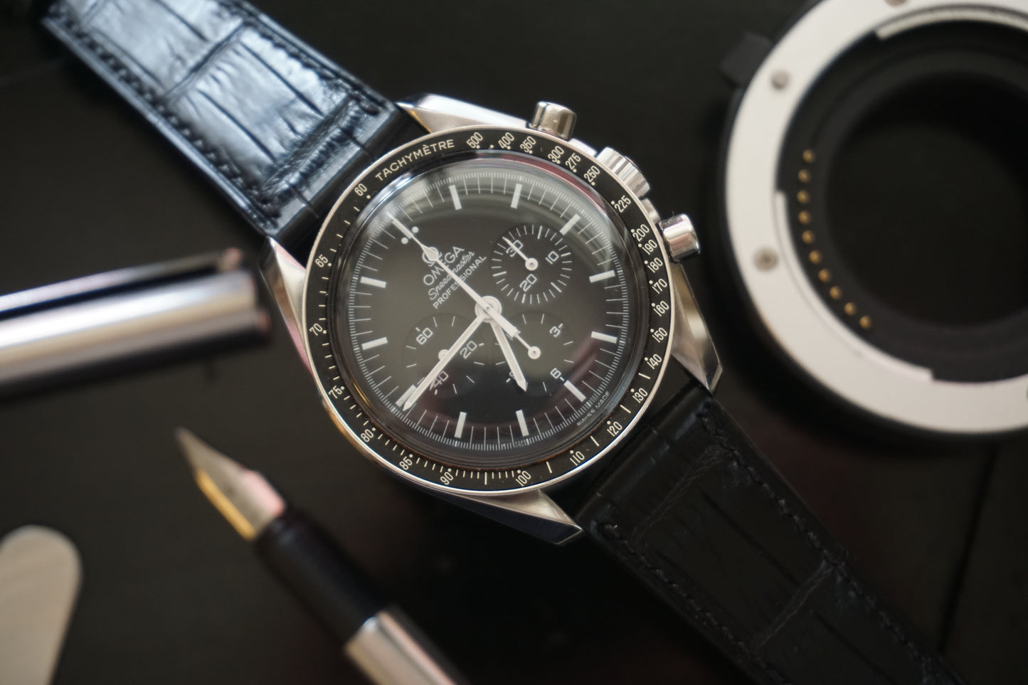 Black Alligator leather watch strap.