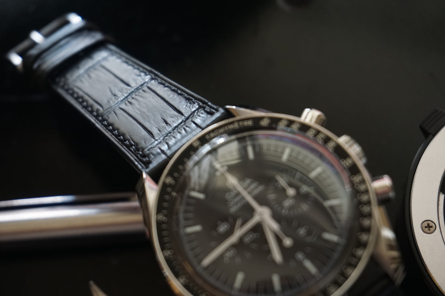 Black Alligator leather watch strap.