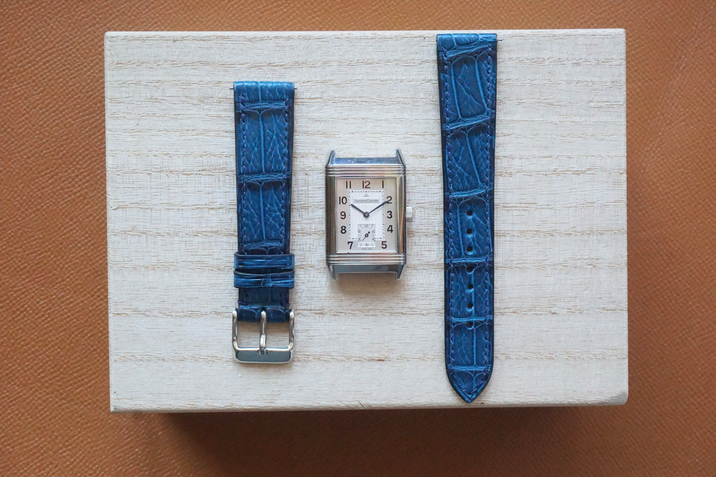 Aizome Blue Crocodile leather watch strap