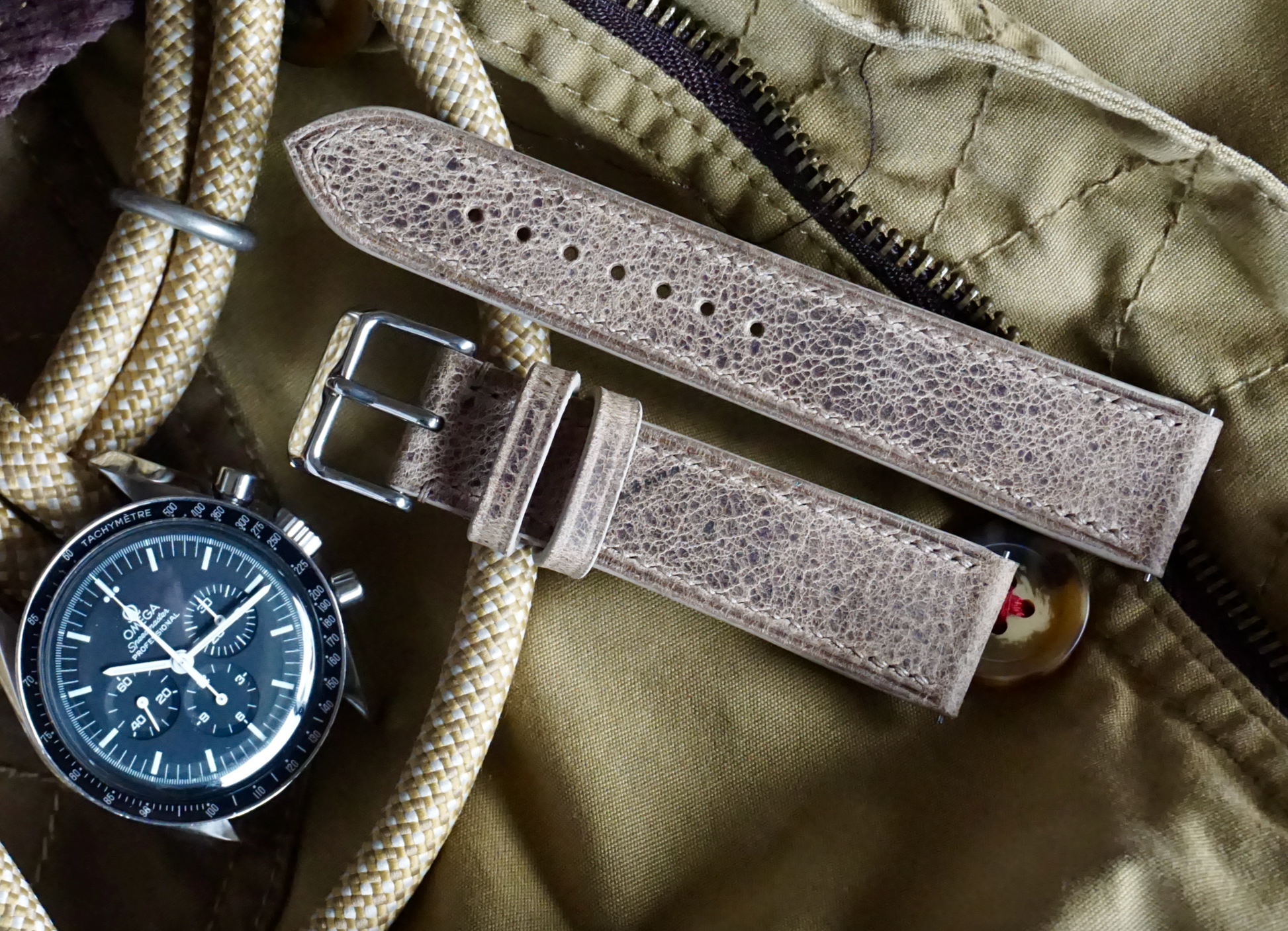 Waxed African Kudu leather (Charles F Stead) watch strap