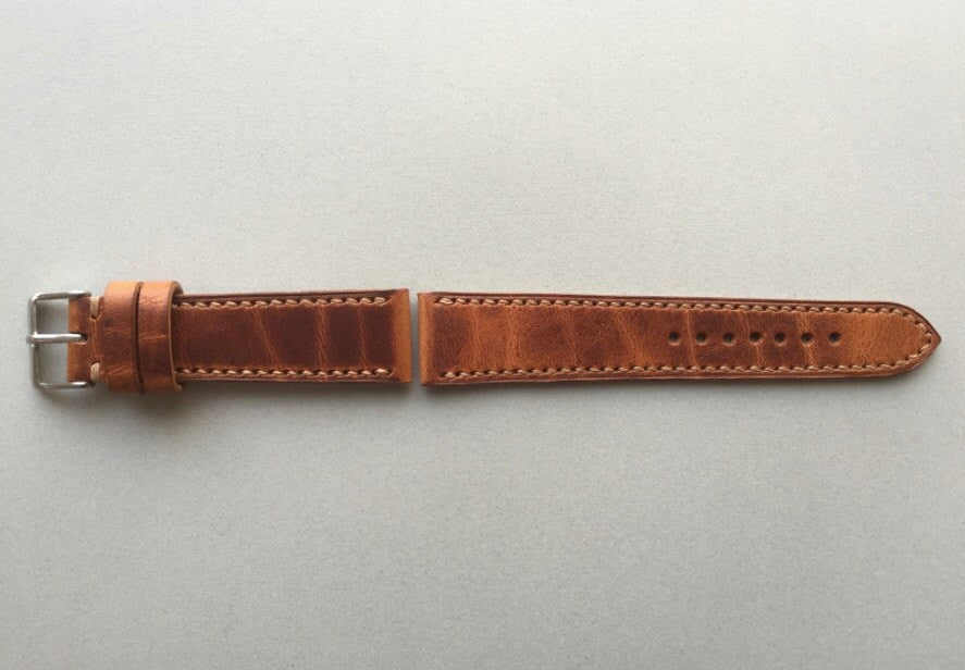 Italian Waxed pull up watch strap