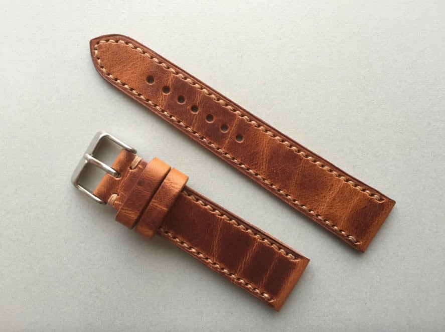 Italian Waxed pull up watch strap