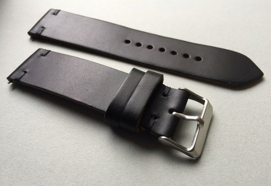 Two stitch- Black Horween Chromexcel watch strap