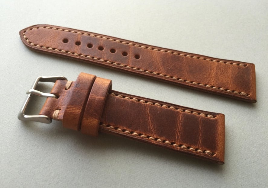 Italian Waxed pull up watch strap