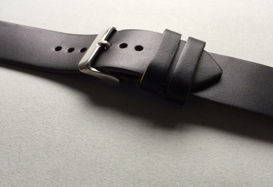 Two stitch- Black Horween Chromexcel watch strap