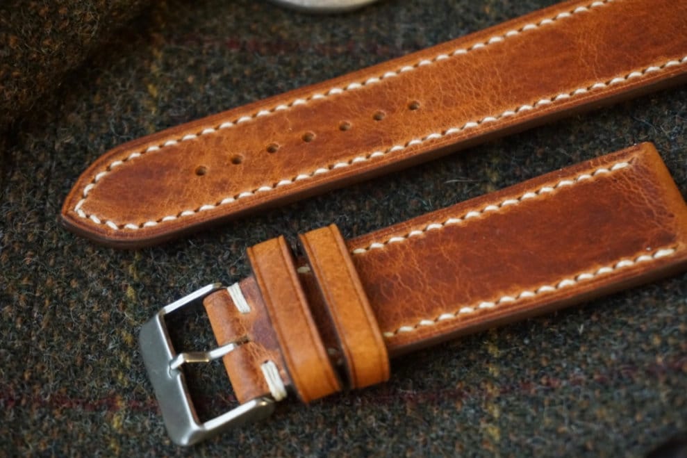 Italian Waxed pull up watch strap