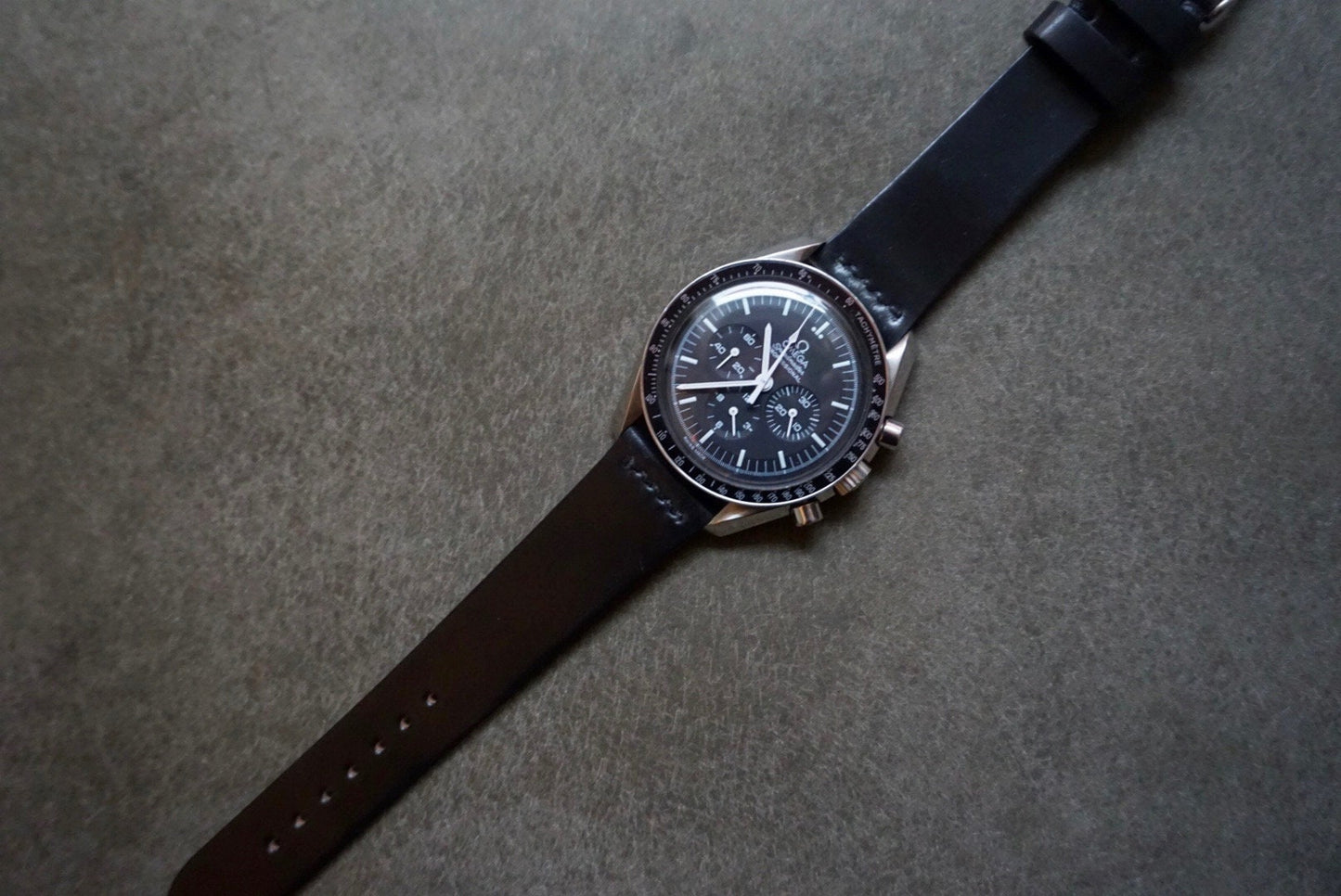 Straight top Black shell cordovan watch strap