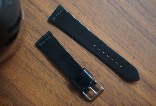 Straight top Black shell cordovan watch strap