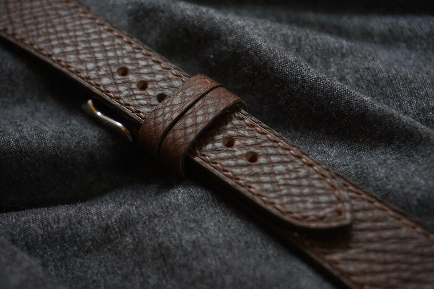 Saddle brown Horween Russian hatch grain watch strap
