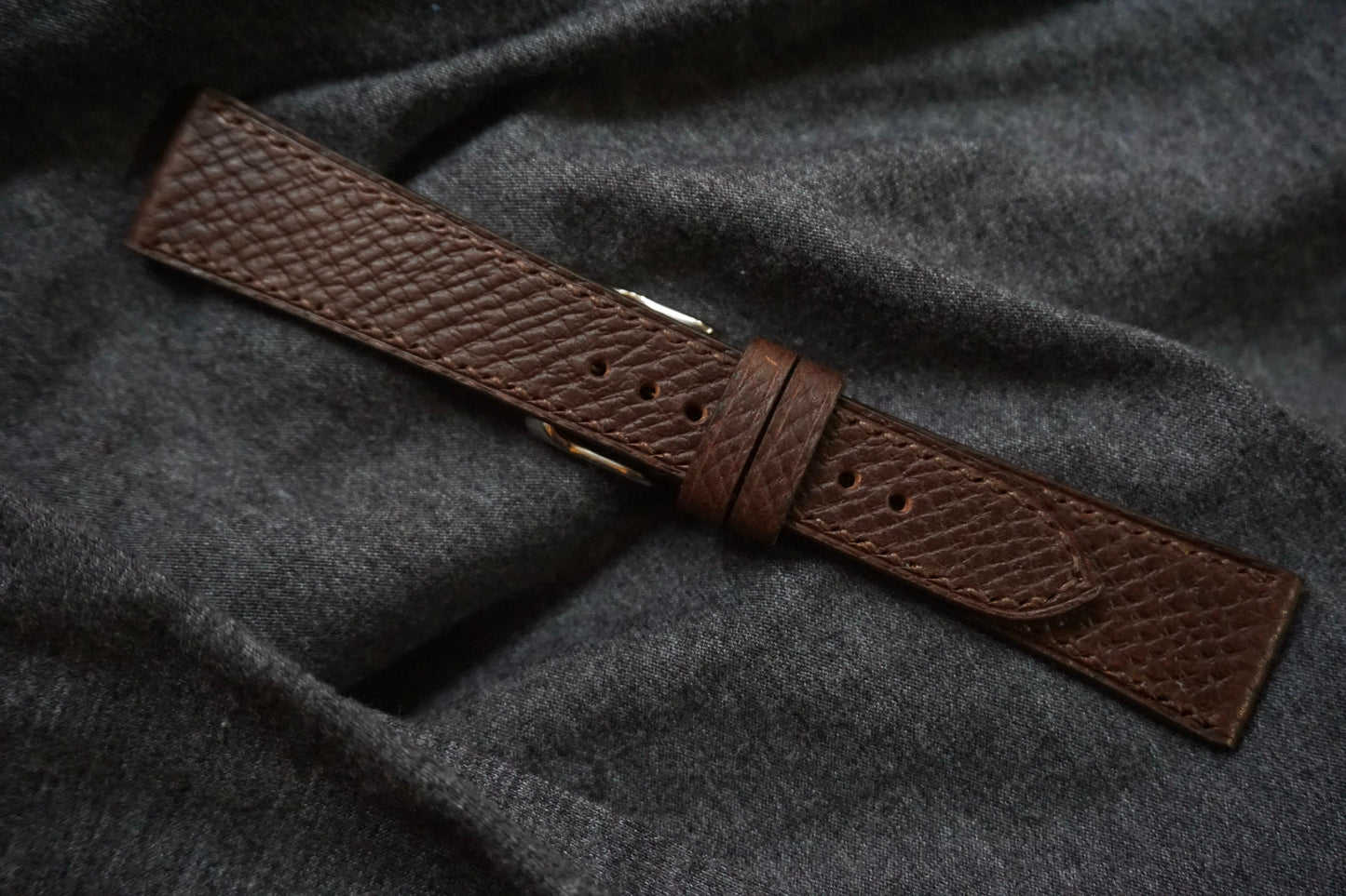 Saddle brown Horween Russian hatch grain watch strap