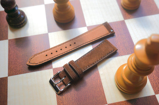 Suede in snuff brown watch strap
