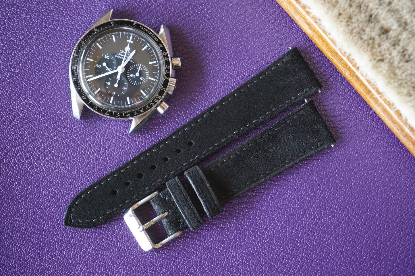Matte Black C.F. Stead suede  watch strap