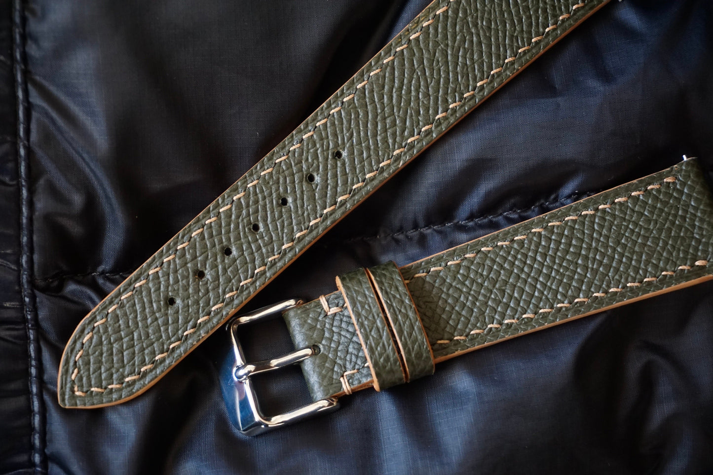 Moss green Epsom watch strap