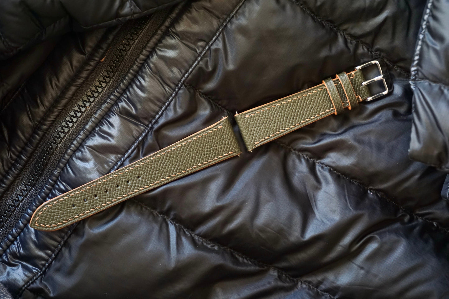 Moss green Epsom watch strap
