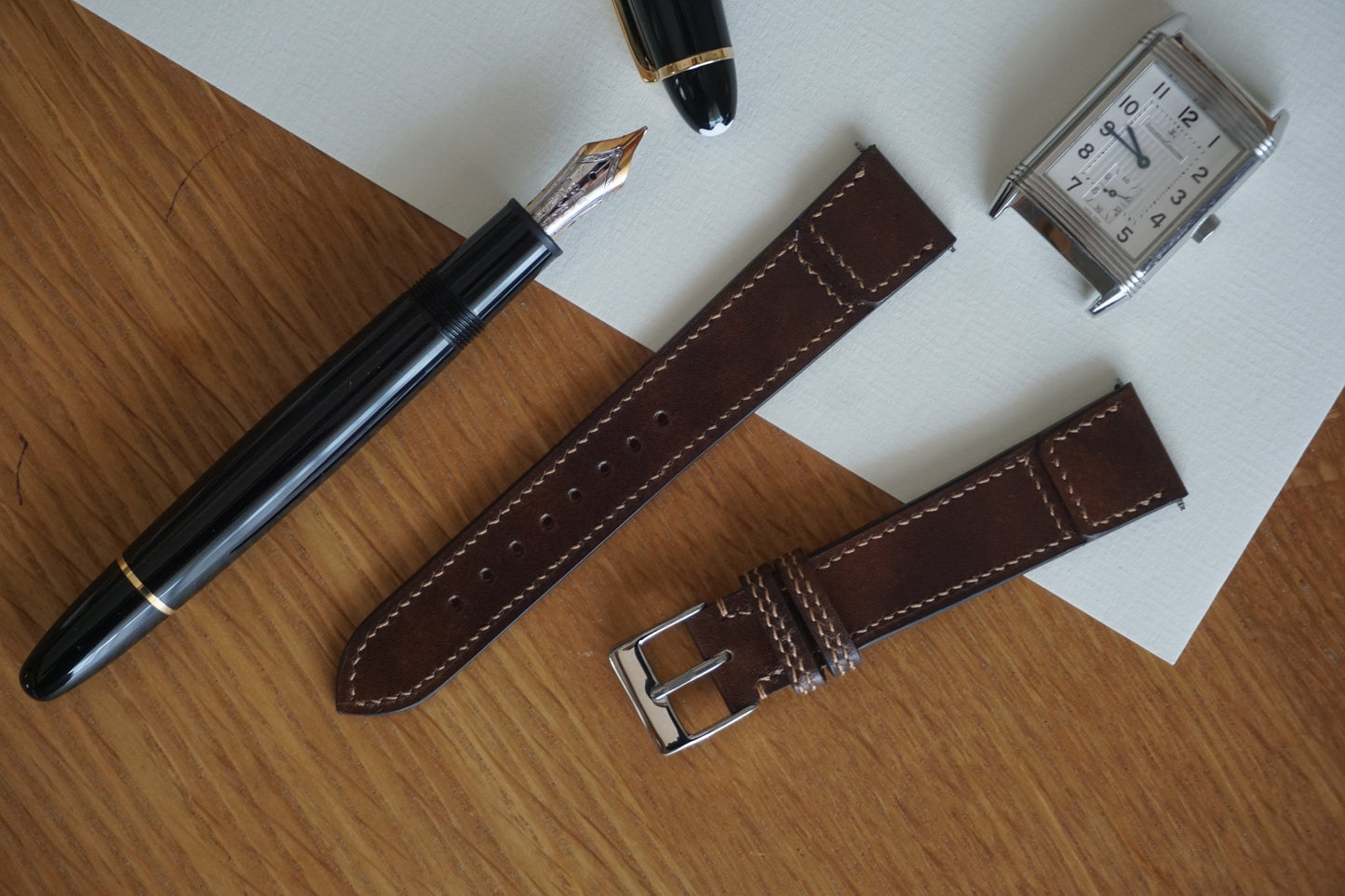 Reverso style watch strap in museum calf watch strap