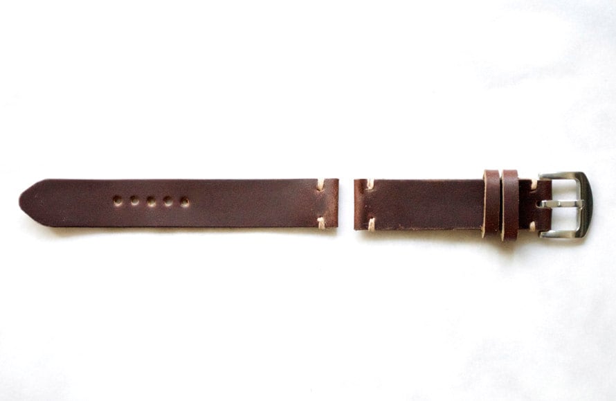 Two stitch Brown Horween Chromexcel watch strap